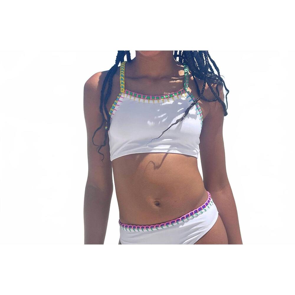 NEW NESSI BYRD brynless two piece swim suit in white
